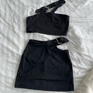 Cider black crop top and mini skirt set (Brand new)